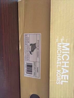 Michael Kors Gold Shoe Box with White Logo and Black/Gold Label